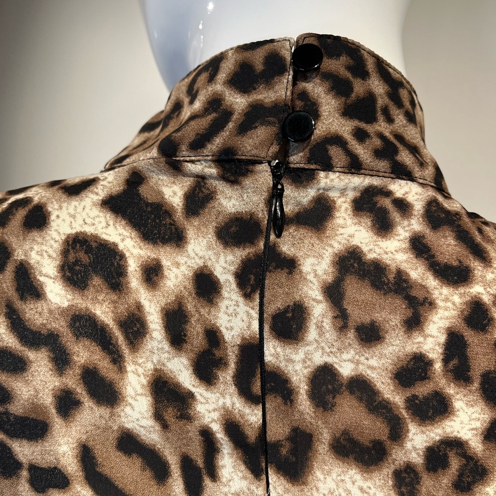 Garcia, leopard blouse, size small, NWT , ruffle, long sleeve, high neck